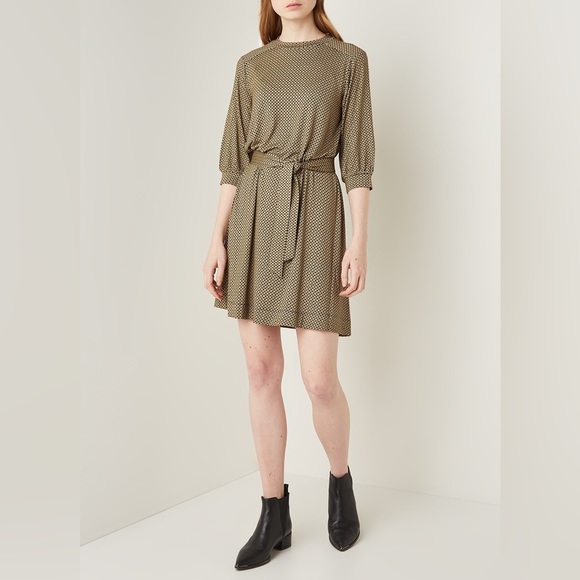 A.P.C. Ines patterned jersey dress with tie belt - Picture 1 of 12